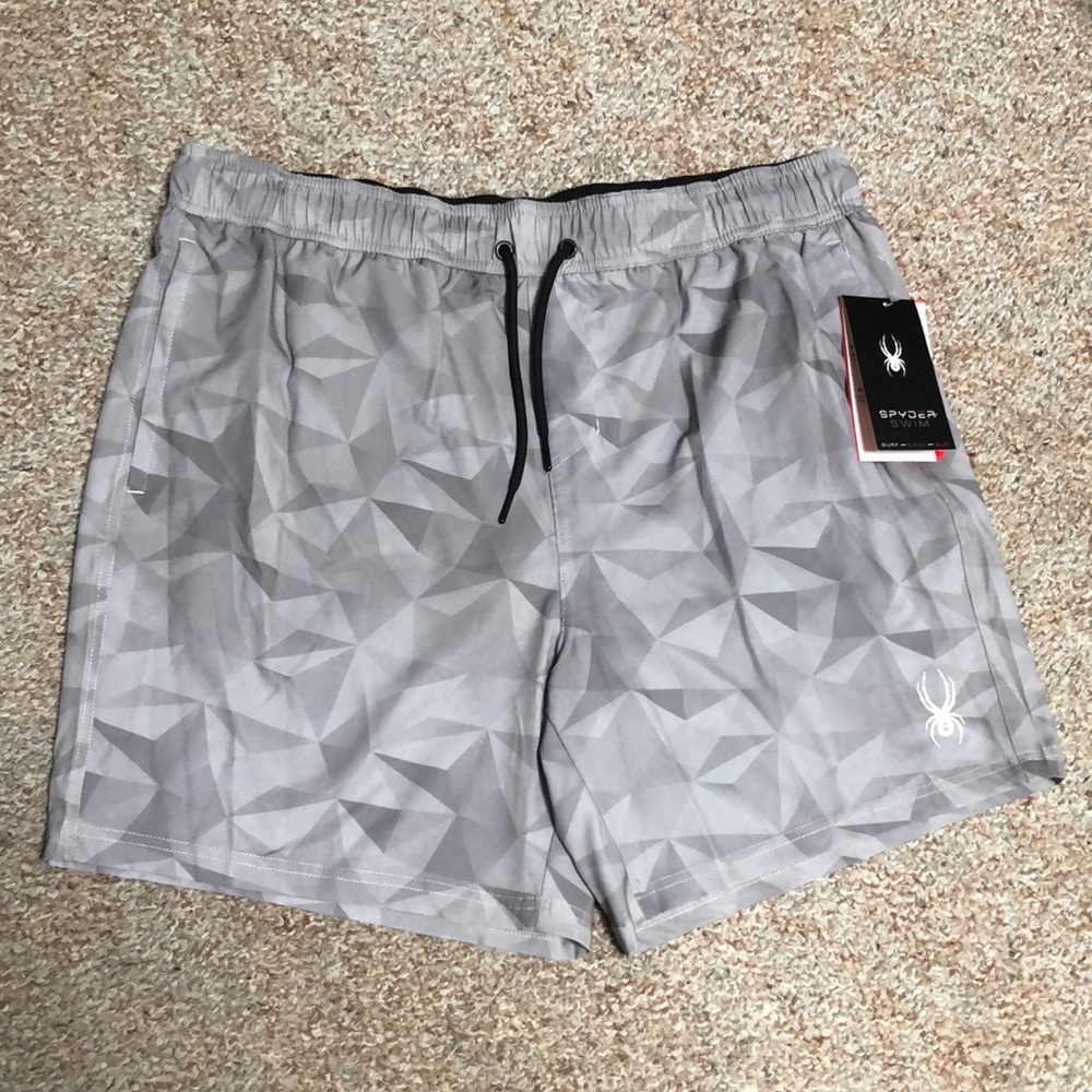 Spyder Mens Swim Trunk Shorts Gray Tristar size XXL